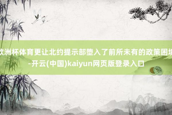 欧洲杯体育更让北约提示部堕入了前所未有的政策困境-开云(中国)kaiyun网页版登录入口