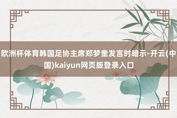 欧洲杯体育韩国足协主席郑梦奎发言时暗示-开云(中国)kaiyun网页版登录入口