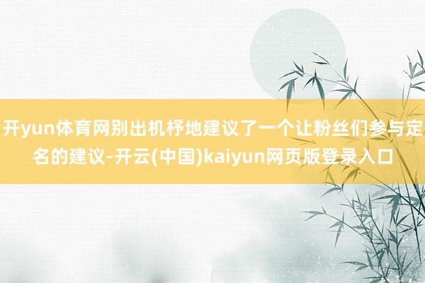 开yun体育网别出机杼地建议了一个让粉丝们参与定名的建议-开云(中国)kaiyun网页版登录入口