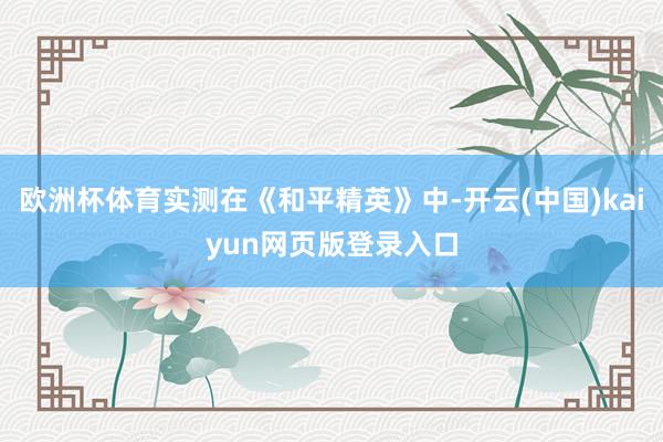 欧洲杯体育实测在《和平精英》中-开云(中国)kaiyun网页版登录入口
