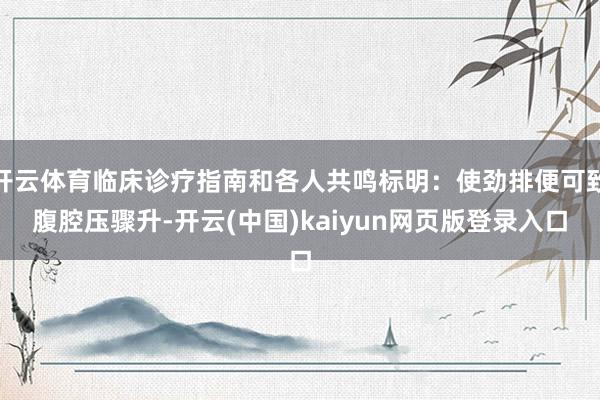 开云体育临床诊疗指南和各人共鸣标明：使劲排便可致腹腔压骤升-开云(中国)kaiyun网页版登录入口